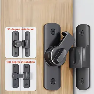 Security Door Lock Handle, Adjustable Sliding Bolt 90%/180°, Anti-Picklock, Door Handle With Lock, Door Hardware, Suitable for Home Office Garage