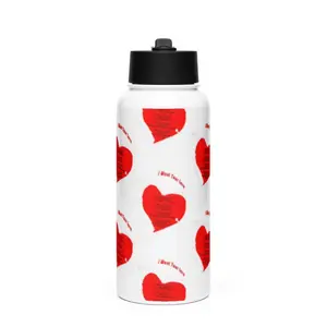 I Want Your Love Stainless Steel Water Bottle with Straw Lid 32 oz 950 ml Vacuum Insulated Rotating Handle Anti-Slip Patch Double-Walled Insulation Flasks