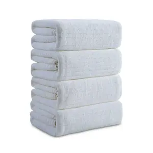 Jessy Home 4 Pack White Stripe Large Bath Towels Set Oversized Bath Sheet Soft Towel Set