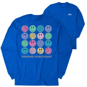 Volleyball Tshirt Long Sleeve - Volleyball Makes Me Happy (Back Design)