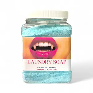 Doodlations Powder Laundry Detergent - Vampire Blood Handmade 18 oz Exotic Jasmine Dark Berries & Rich Amber Scented for HE & Standard Machines