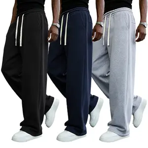 Men's Solid Thermal Ankle-Tied Waist Pants, Casual Comfortable Loose-Fit Pants for Fall & Winter, Men's Everyday Pants, Loose Fit