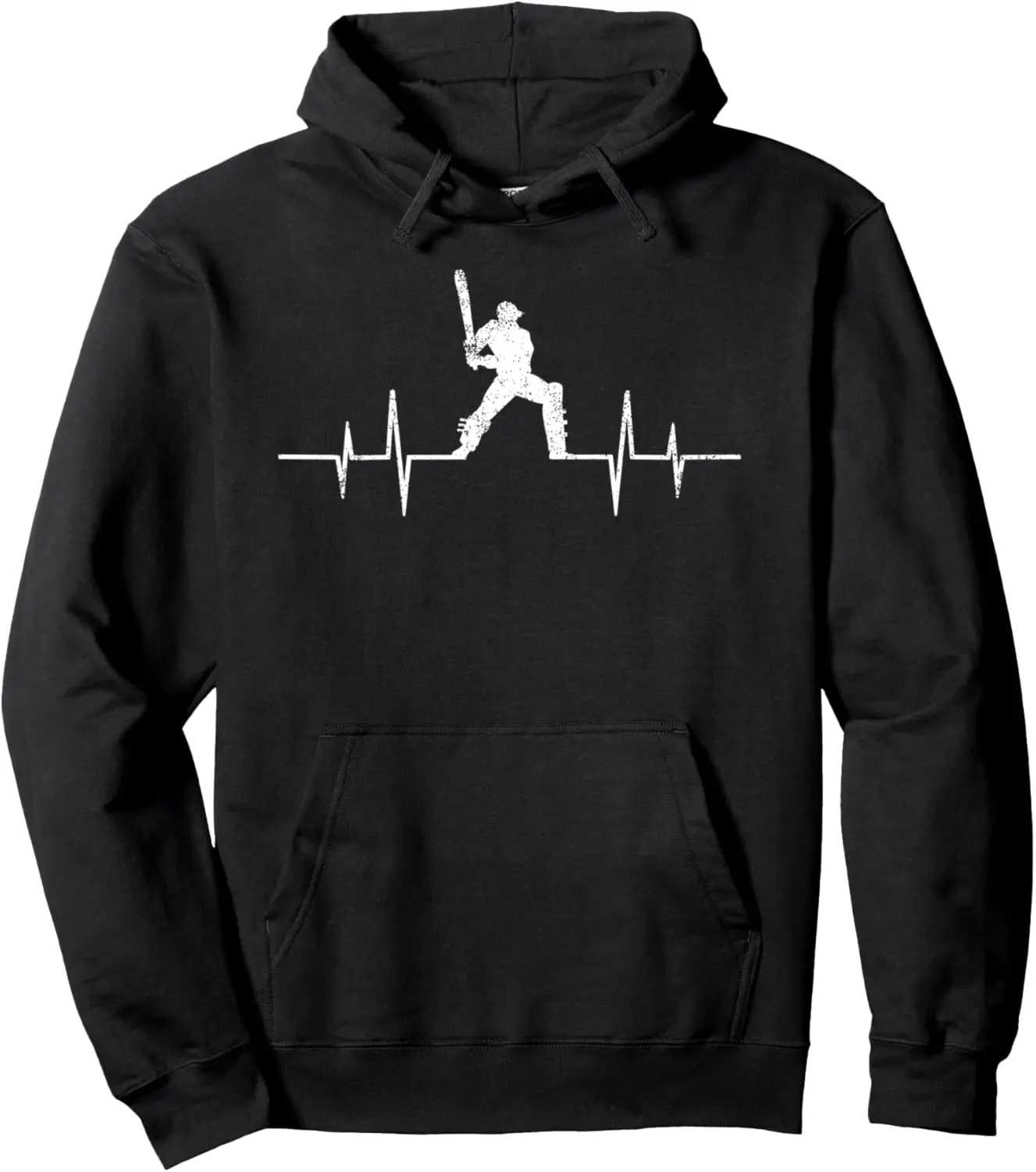 Funny ECG Cricket Game Lover Gifts Cool Cricket Heartbeat Pullover Hoodie