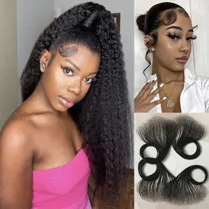 Ssawhair 4Pcs HD Lace Baby Hair Stripes 100% Real Human Hair Baby Hair Edge Reusable More Natural Brazilian Invisible Swiss Lace Hairline Baby Hair Natural Color For Women