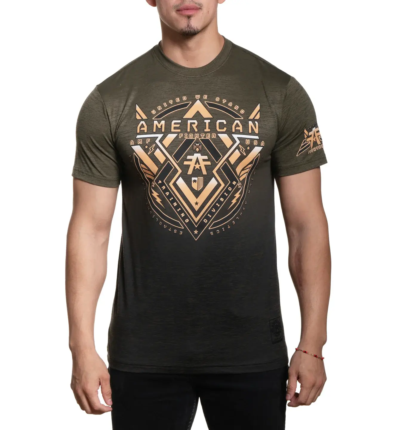 American Fighter Men's Upland Forest Night Graphic Short Sleeve Cotton Blend Tee, Sublimation Fade, HD Heat Transfer Label, Shirt