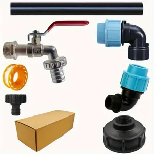 Universal Ibc Drum Conversion Kit, Bronze Flat Arm Connector with Pe Pipe Connection, Durable Rust-Resistant Water Tank Adapter