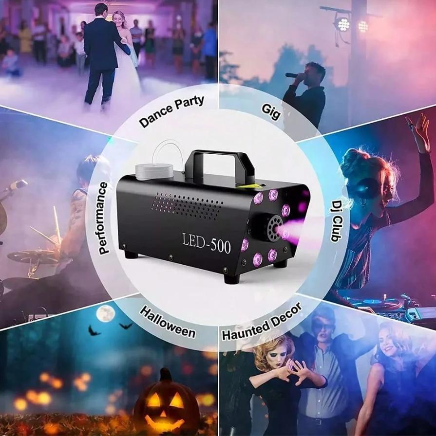 Fog Machine With 8 LED Lights,Smoke Machine With 13 Colorful LED Lights Effect,500W And 2000CFM Fog With Remote Control,Indoor, Perfect For Party,Weddingand Stage Effect
