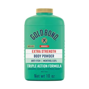 Gold Bond Medicated Talc-Free Extra Strength Body Powder, 10 oz. – Daily, Gentle Cooling, Itch-Relieving Absorbent Powder
