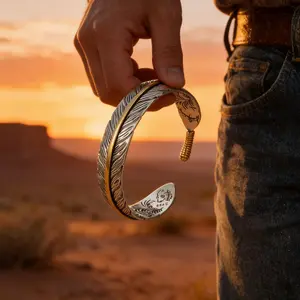 Feather Bracelet Vintage Silver Adjustable Retro Cuff Jewelry for Women Men Classic Antique Silver Plating Twisted Texture 3D Feather Carving Exquisite Gift Packaging