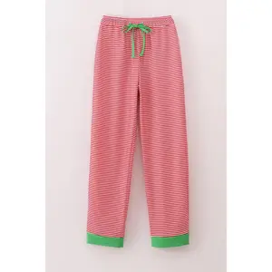 Red stripe christmas tree embroidery mom pajamas pants