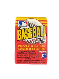 1985 MLB Leaf Baseball Wax Pack with Possible Rookie Cards of Clemens Gooden Puckett Featuring Lou Gehrig Puzzle & Cards