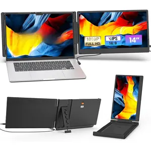 Laptop Screen Extender, 14" FHD 1080P IPS Portable  for 13" - 17" Laptops, Plug & Play Screen Extender, Auto Adjust Width Dual , Compatible with /Wins/Dex/Chrome