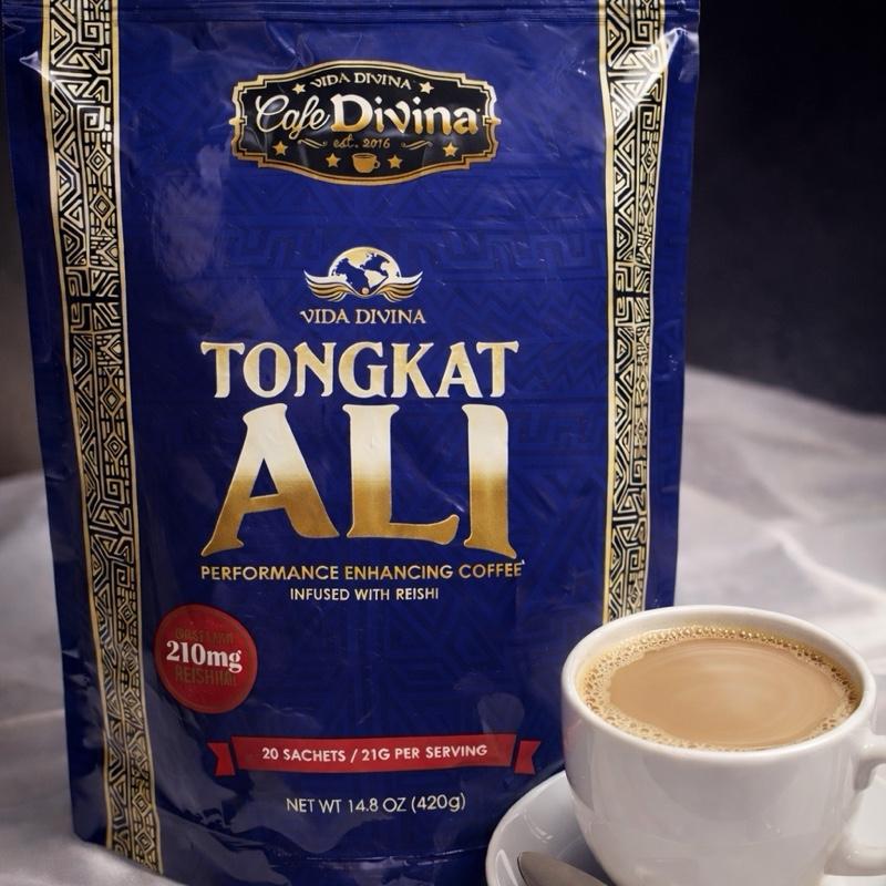 Cafe Divina Tongkat Ali Instant Coffee with Reishi 20 Sachets   210mg Reishi Extract Naturally Flavored Beverage