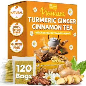 Premium Herbal Tea Blend, Daily Comfort & Relaxing Tea Ritual, Botanical Tea with Turmeric, Ginger, Cinnamon & Chamomile Flowers. Eco-Conscious Tea Bags, No Sugar, No Caffeine, Gluten-Free, Vegan. (120 Tea Bags)