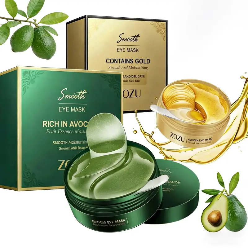 Dual-Effect Avocado & Gold Foil Eye Mask: Brighten & Hydrate by Day, Repair & Soothe by Night Instantly reduces puffiness, fights dryness—your daily essential for brighter, smoother under-eyes.