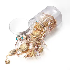 Ocean Style Jewelry set jar - Summer Gift Set for Women, Unique Birthday Present with Necklace, Earrings, Rings & Hidden Pearl - Perfect for Seaside Enthusiasts
