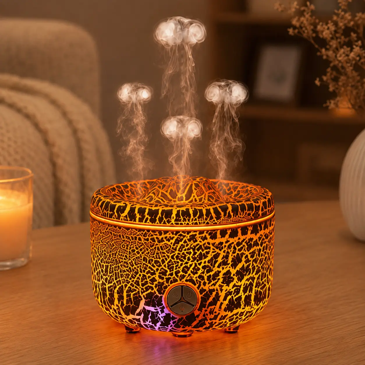 Aromatherapy Diffuser with Jellyfish Mist, Flame Humidifier for Bedroom, Office and Home Decor, Essential Oil Diffuser with Auto-Off, Christmas Gift