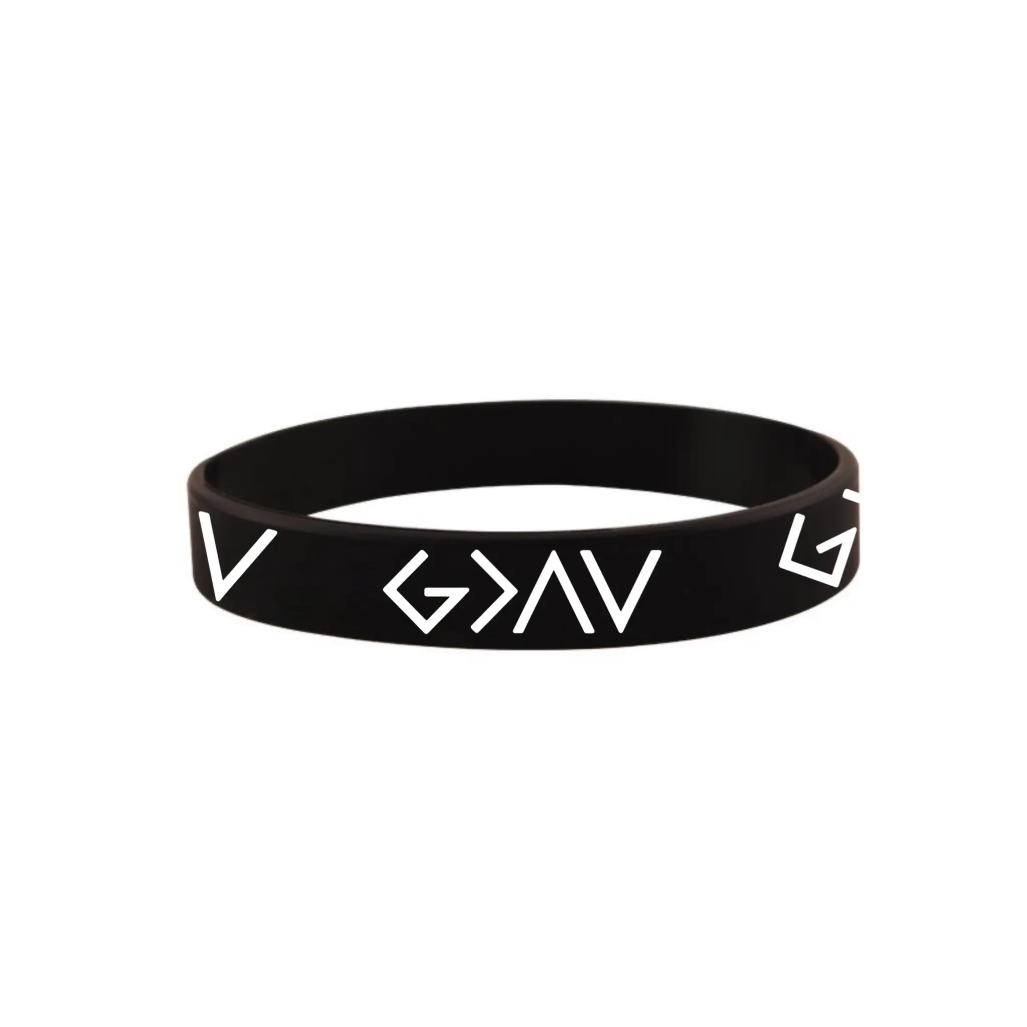 God Is Greater Than The Highs and Lows Wristband - Black Silicone Bracelet with White Text Design