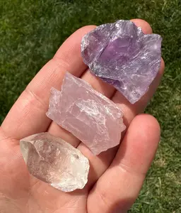 Love & Happiness Stone Set (Raw) - Rose Quartz, Amethyst, Clear Quartz