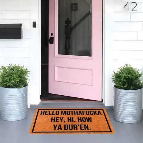 Doormat Hello Mothafucka, Hey, Hi, How Ya Dur'En Welcome Mats for Front Door Mat Non Slip Mats Indoor Decor Bathroom Mat Entrance Rug