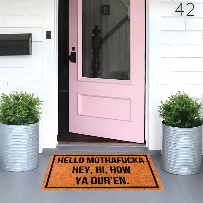 Doormat Hello Mothafucka, Hey, Hi, How Ya Dur'En Welcome Mats for Front Door Mat Non Slip Mats Indoor Decor Bathroom Mat Entrance Rug