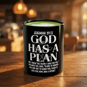 God Has a Plan Jeremiah 29:11 Black Mug | Scripture Coffee Mug | Bible Verse Mug | God Has a Plan verse | Bible Verse Cup