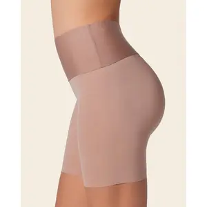 Stay-In-Place Seamless Shapewear Shorts 857 Brown Soft AirFlex Fabric Ruched Design Anti-Slip Grip Tummy Control Full Body Zippered Comfy Womenswear