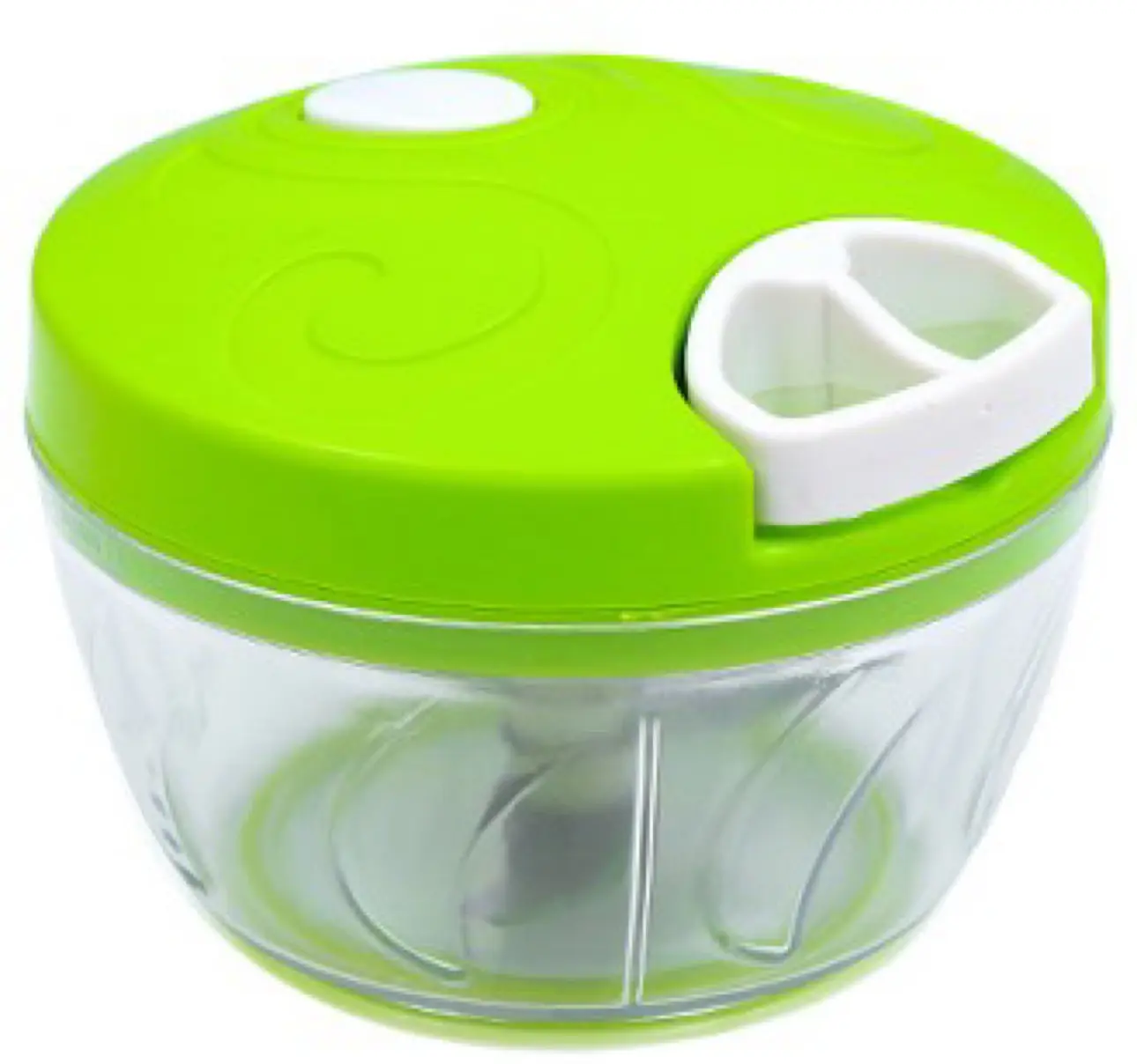Manual Press Chopper 500ml – Vegetable, Garlic and Herb Chopper with Stainless Steel Blades, Green