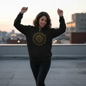 Manifest That S*hit Zip- Hoodie | Gold Mandala Circle Zip Hoodie car hoodie