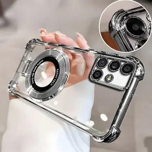 Suitable for [Galaxy A51] high-end phone case🥰, Electroplated Luxury Clear Phone Case with Ring Stand Holder 4-Corner Shockproof Camera Protective Cover 952