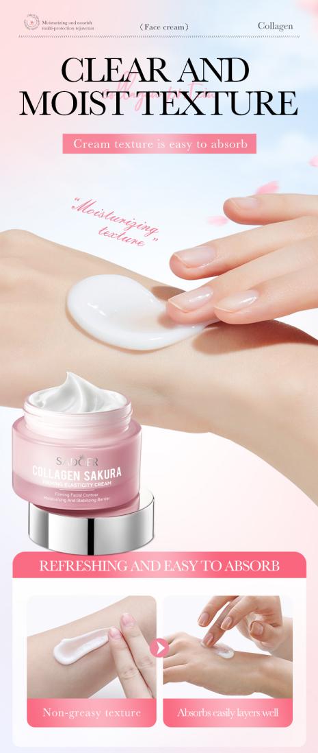 Cherry Blossom Collagen Face Cream – Moisturizes Firms & Plumps Skin for Radiant Complexion Daily Use - Facial