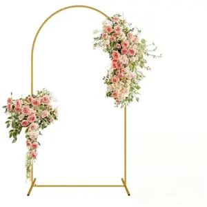 Golden metal arch backdrop | Includes storage space, suitable for wedding ceremonies, birthday parties, bride gift giving events, photo booths, and garden floral balloon arch decorations