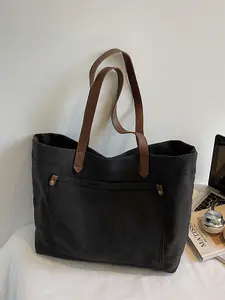New Large Capacity High-Quality Handbag, Commuter Plain Canvas Bag, Casual Style, All Seasons, Perfect for Daily Use