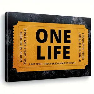Gallery-Wrapped Canvas Art (Horizontal) - Large "OneLife" Inspirational Wall Art - Solid Fir Wood Frame, Modern Design, Ready to Hang - Ideal for Living Rooms, Bedrooms, Home Offices, and General Room Decor - Available in Multiple Sizes