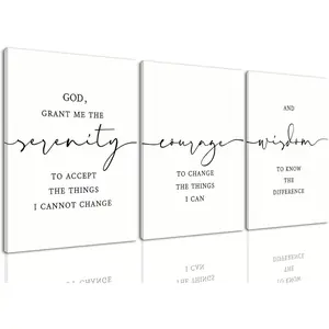 3 Piece Christian Scripture Canvas Wall Art Serenity Prayer Jesus Wall Art Bible Decor Verse God Grant Me the Serenity Religious Art Prints for Living Room Bedroom Church 16"x24"