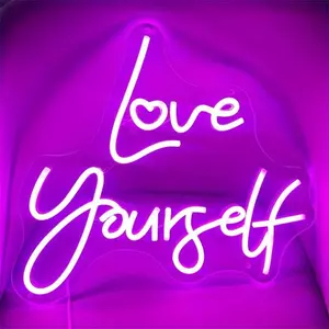 USB Powered Neon Sign, LED Neon Lights, Love Yourself Letter Neon Sign, Wall Mounted Home Lighting Decoration Lamp, Suitable for Beauty Salon, Yoga Studio, Clothing Store