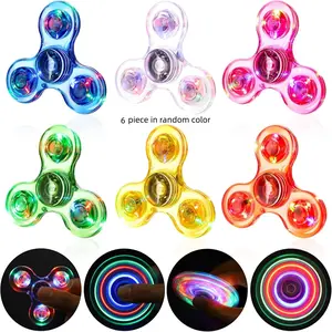 Light Up Fidget Spinners 6 Pcs Kids Christmas Stocking Stuffers Gifts Multicolor LED Stress Relief Toys for ADHD Autism Anxiety Relief Bulk Fidget Spinners Glow in the Dark Party Favors