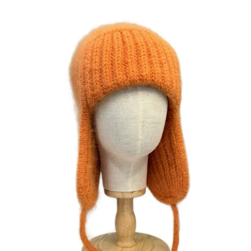 Tanimo Handmade Fluffy Knit Earflap Beanie - Soft Winter Hat for Women & Man