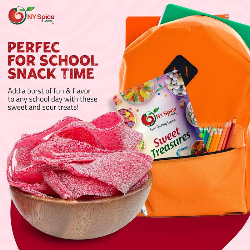 NY Spice Shop Wild Cherry Sour Belts - Tart Gummies, Chewy Rainbow Candy Ribbons, Sour Fruit Strips, and Sour Rope Treats - Sour Belts Pack Snack Sugar