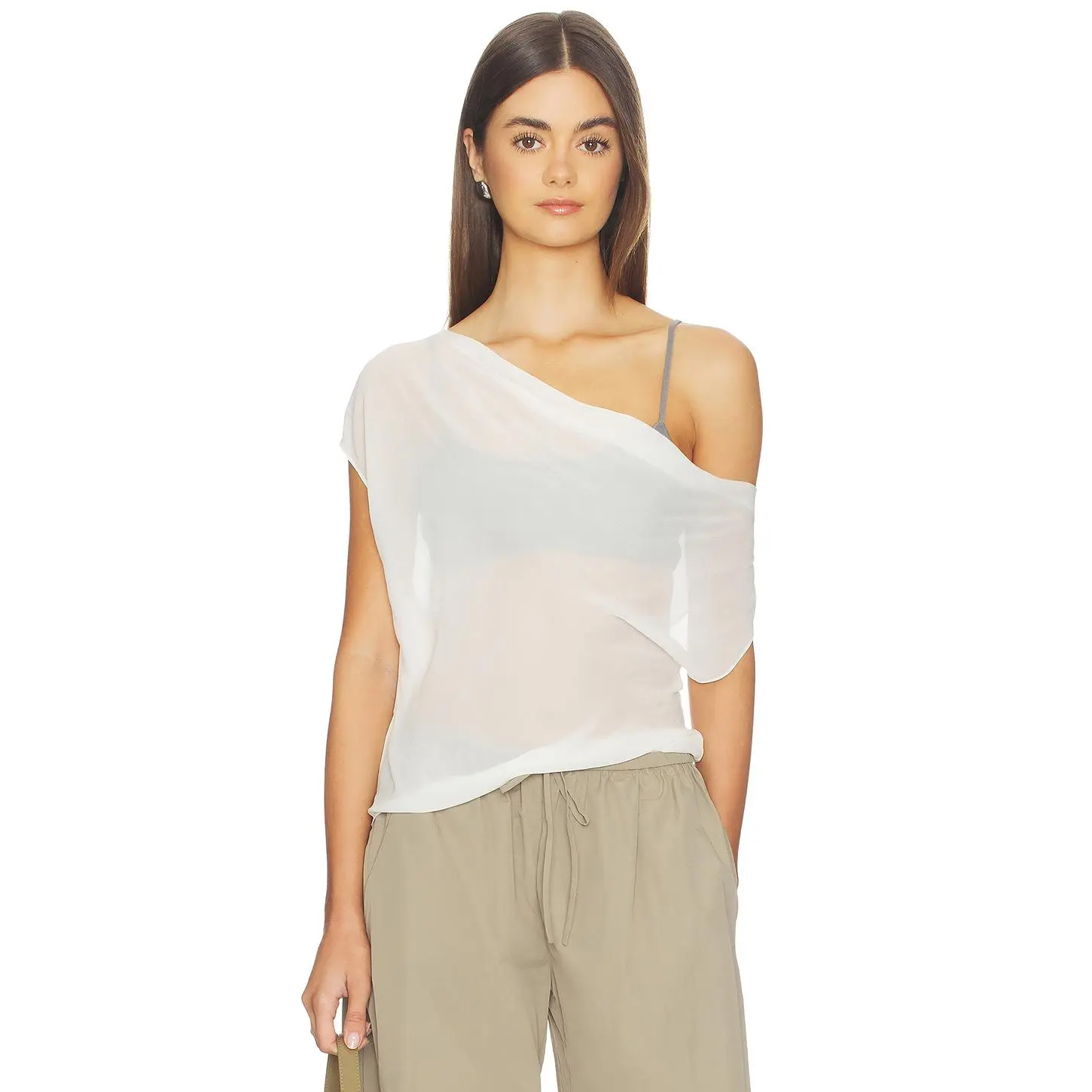 Bec + Bridge Eloise Layered Cowl Top in Snow & Slate Grey