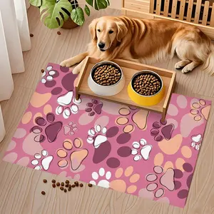 1pc Playful Paw Print Colorful Design Area Rugs, Washable Polyester Fiber Carpet for Pets, Non Slip Dog & Cat Pad, Durable Bathroom Door Mat, Entrance Door Mats, Suitable for Dog Beds, Litter Boxes | Fun Gift for Pet Lovers | Dog Accessories