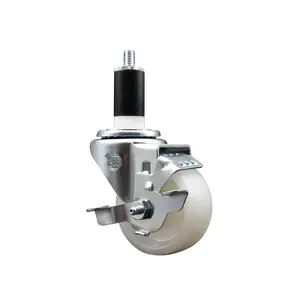 212 MAIN SCC-EX20S314-NYS-TLB-138 Nylon Expanding Stem Swivel Caster - Furniture Moving Lockable Swivel Wheel, Top Locking Brake, 3 in. White Nylon Construction, 1.38 in. Expanding Stem, Furniture Moving Wheel, Lockable Wheels