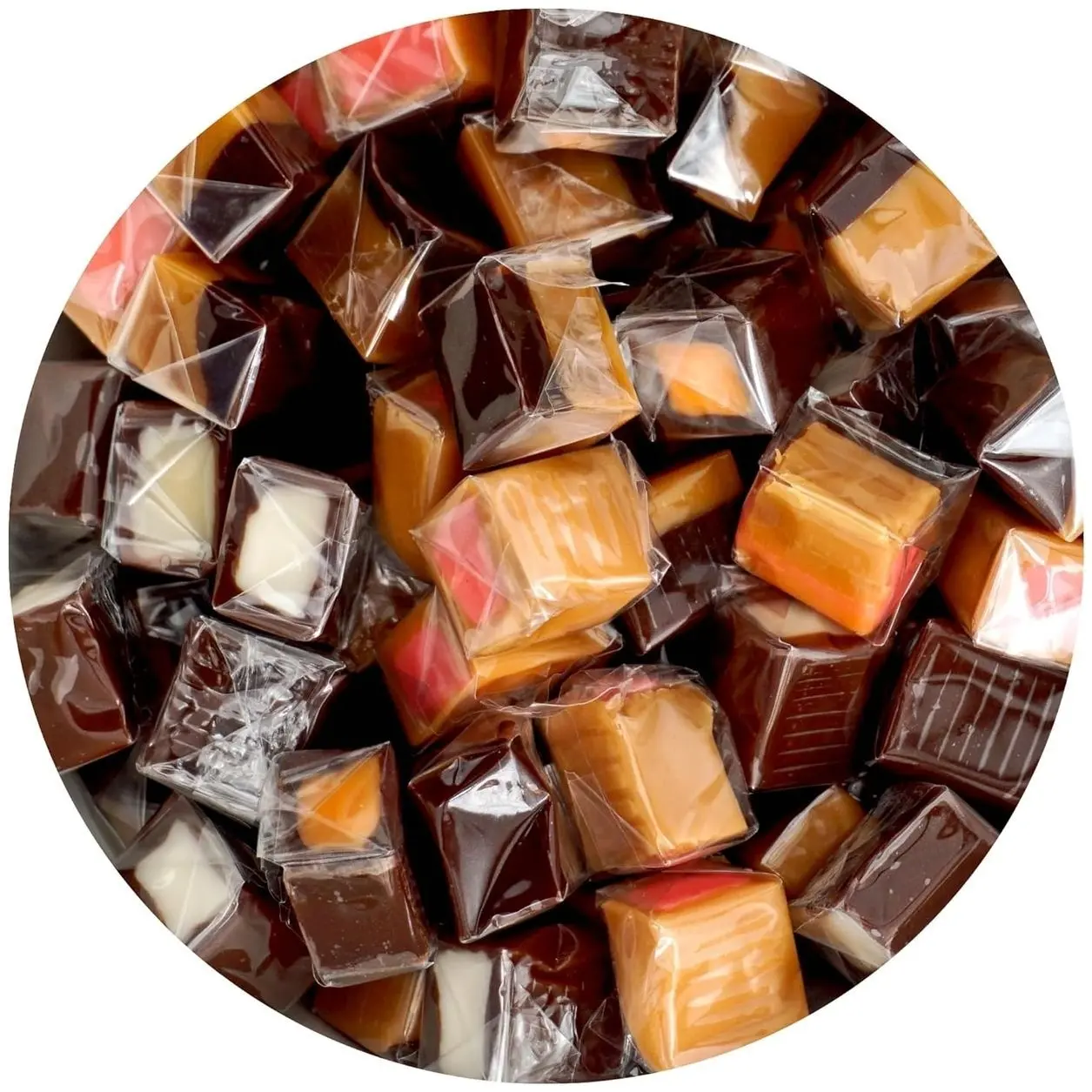 Assorted Caramel Squares Candy, 2 Pound Bulk Bag (Approximately 125 pieces), Assorted Flavored Caramel Cubes, Individually Wrapped Chewy Candy
