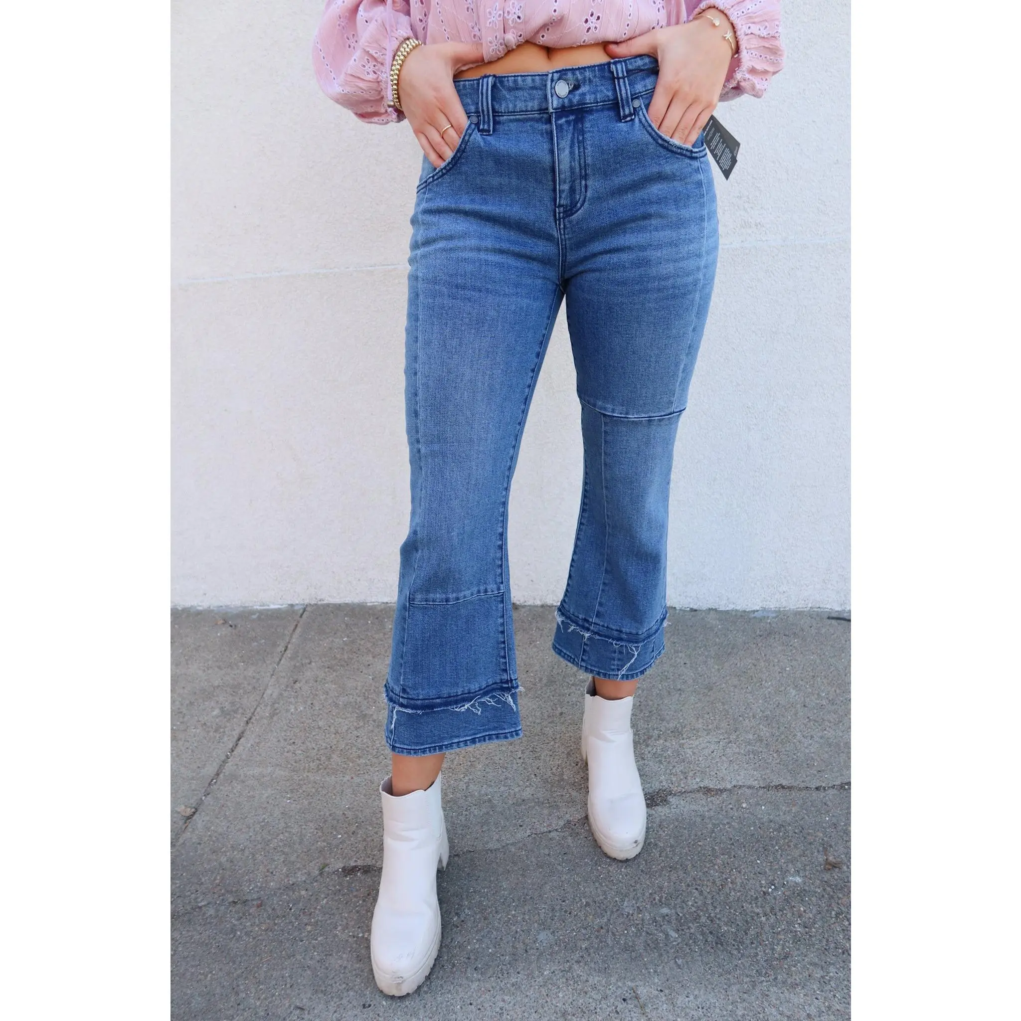 Liverpool Mid-Wash Denim Hannah Crop Flare