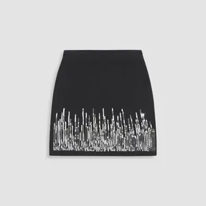 Cider [size 2-26] Sequin Fire Mid Waist Knitted Mini Skirt
