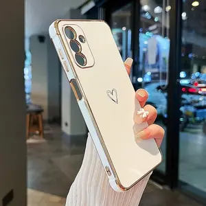 Samsung Galaxy A15 4G/5G ,A14 5G ,A14 5G ,A35 5G ,A55 5G Case,Cute Plating Edge Love Hearts Pattern with Camera Lens Protection Phone Case for Galaxy A15 6.5"