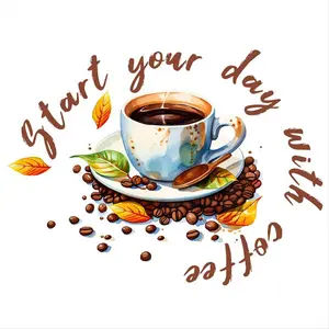 Coffee Cup Wall Stickers Restaurant Background Decoration Mural for Cafe Kitchen Room Home Decor Self-Adhesive Decals
