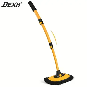 15 °   Curved Telescopic Handle Car Wash Brush mop Aluminum Alloy Long Rod Car Wash Mop Used for Cleaning Cars Trucks Boats RVs Roof Soft Rope Head Dust Remover Cleaning Product Does Not Damage Paint No Scratches detail cleaning labor day gift adjustable