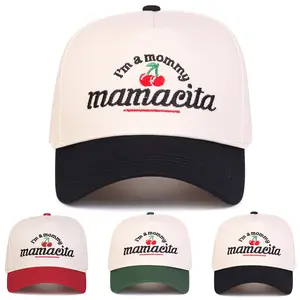 Unisex Letter Cherry Embroidered Two Tone Five-panel Baseball Cap Outdoor Adjustable Sunscreen Leisure Hat Spring Autumn Travel Tourism Beach Vacation