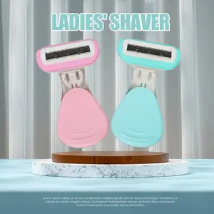 2 Counts Travel Razors for Women, Manual Short-Handle Shaver for Arms, Legs and Bikini Area, Reusable Design